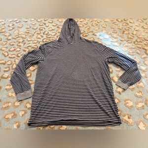 J Crew ‘Washed’ Striped Gray and Navy Men's Hoodie